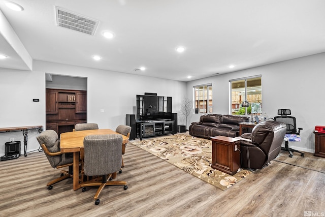 living room with light wood-type flooring