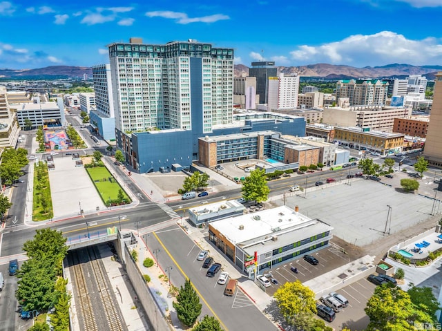 bird's eye view with a mountain view