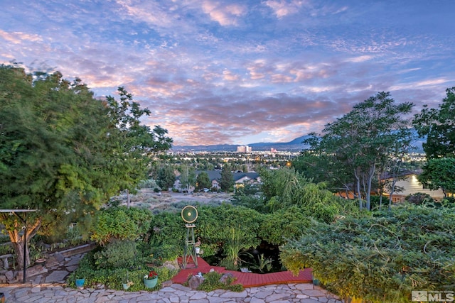 view of mountain feature featuring a water view