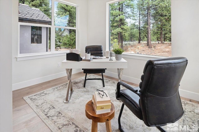 office area featuring hardwood / wood-style floors