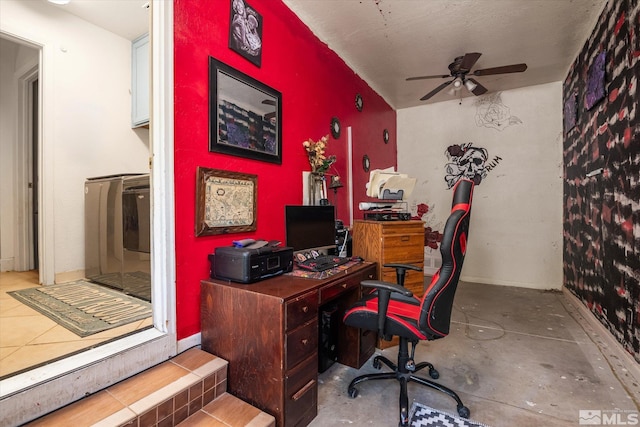 home office featuring ceiling fan