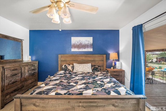 bedroom featuring ceiling fan