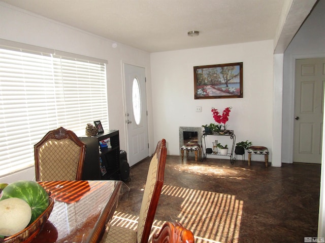 foyer entrance featuring a wealth of natural light and concrete floors