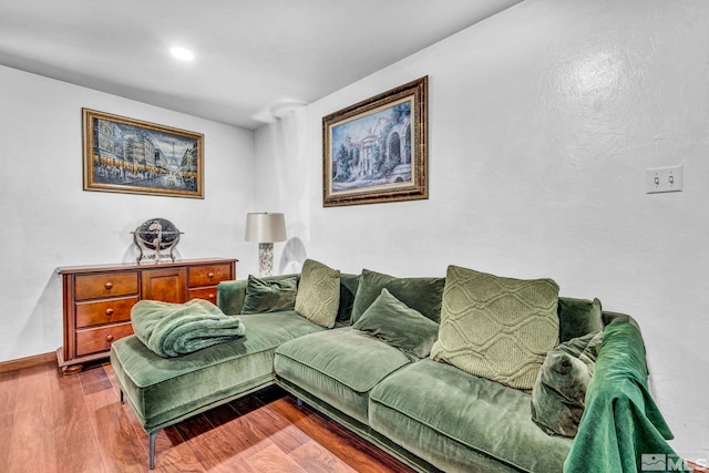 living room with light hardwood / wood-style floors