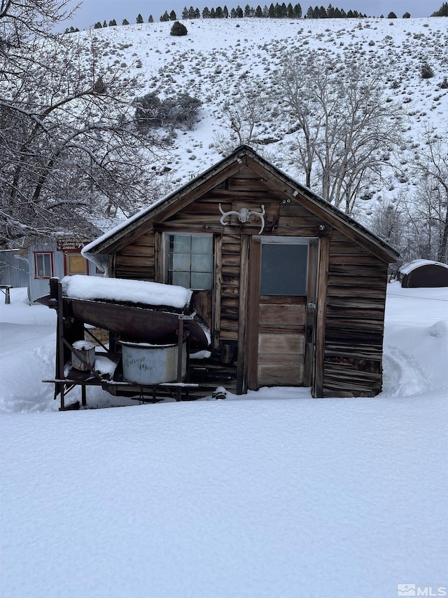 view of snow covered structure