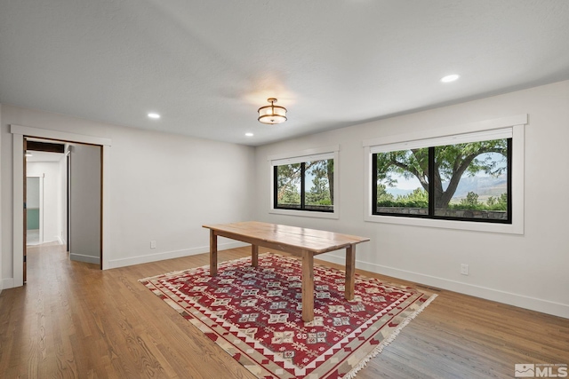 office area with wood-type flooring