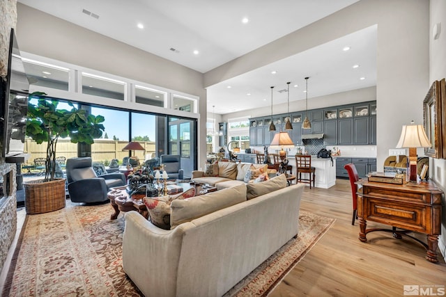 living room featuring light hardwood / wood-style floors