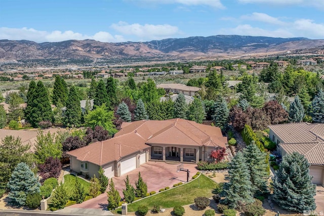 aerial view with a mountain view