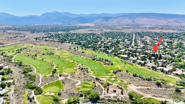 drone / aerial view with a mountain view