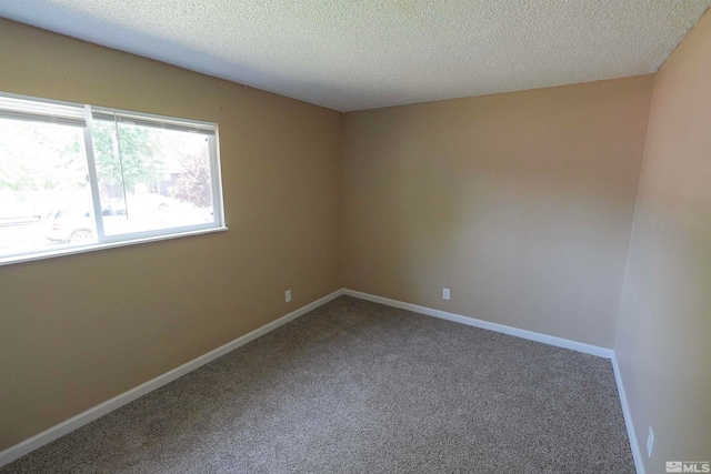 unfurnished room with carpet flooring and a textured ceiling