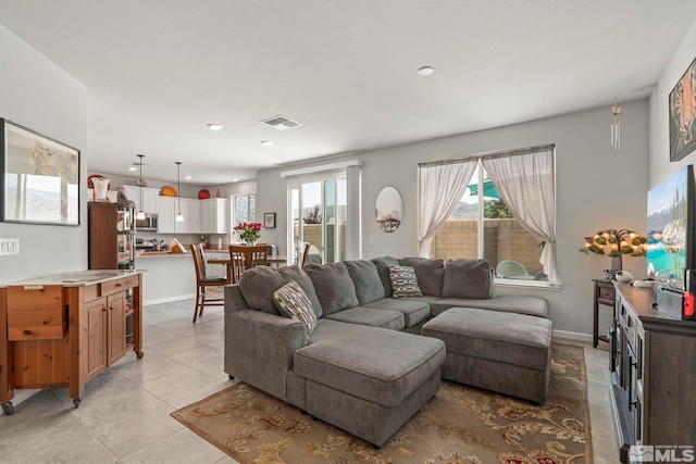 view of tiled living room