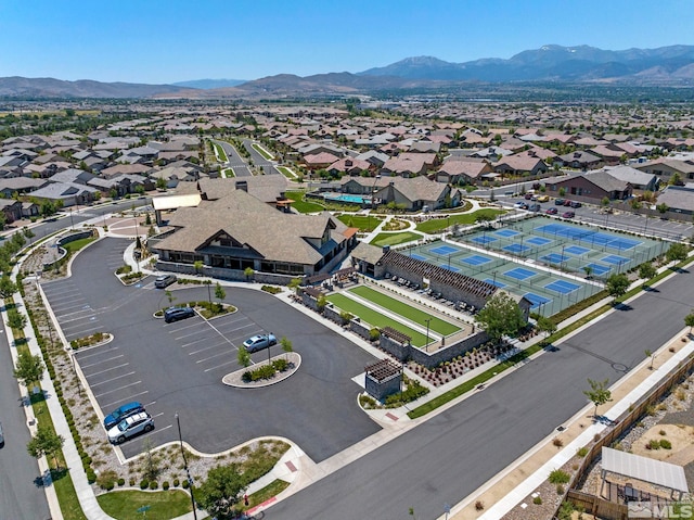 drone / aerial view with a mountain view