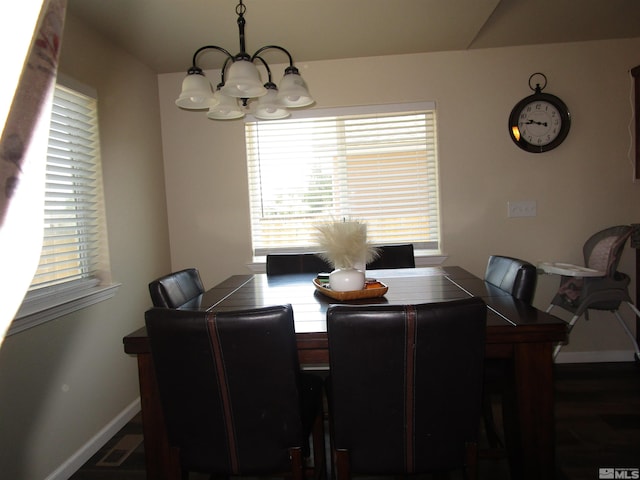 dining room featuring an inviting chandelier