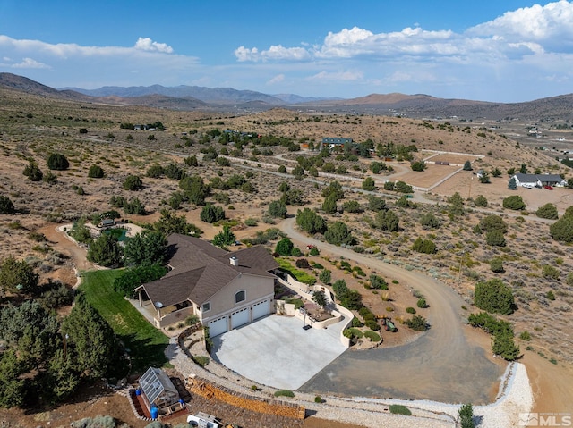 bird's eye view with a mountain view