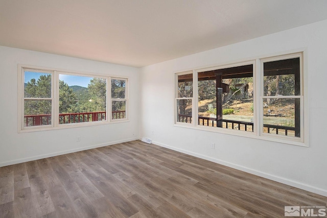 spare room with wood-type flooring