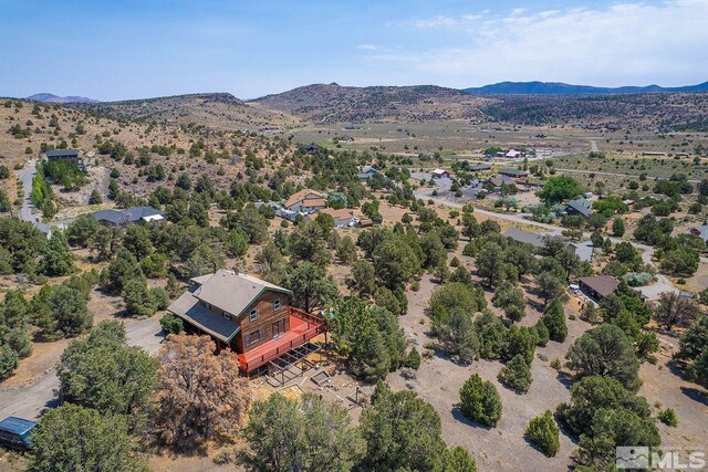 bird's eye view with a mountain view