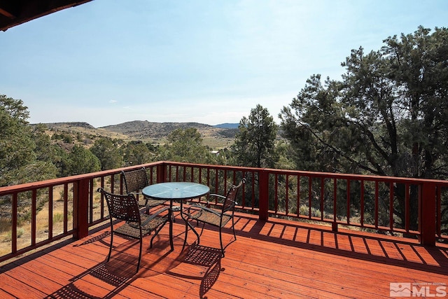 deck featuring a mountain view