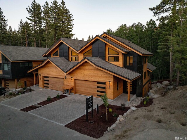 cabin with a garage