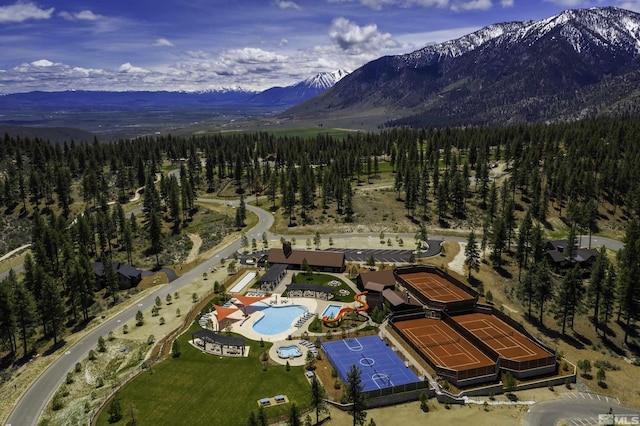 aerial view with a mountain view