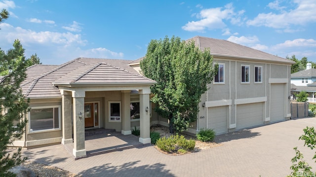 view of front of property with a garage