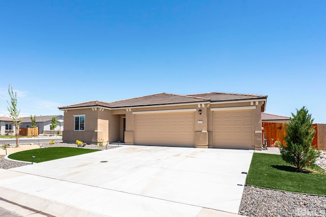 prairie-style home with a garage