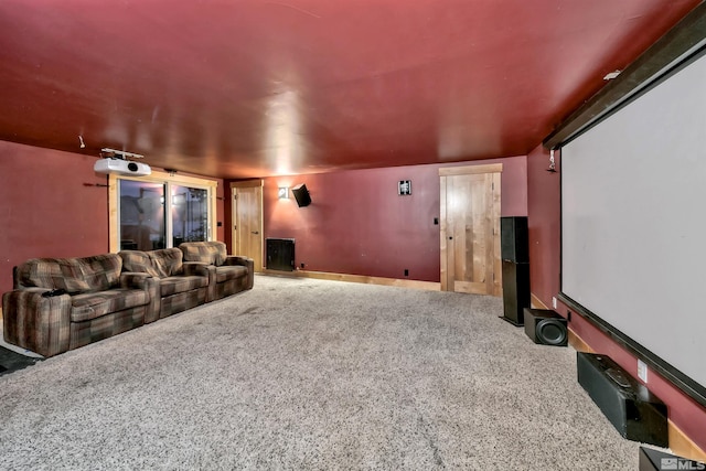 view of carpeted cinema room