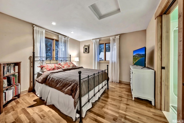 bedroom featuring light wood-type flooring