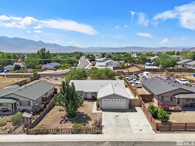 bird's eye view with a mountain view