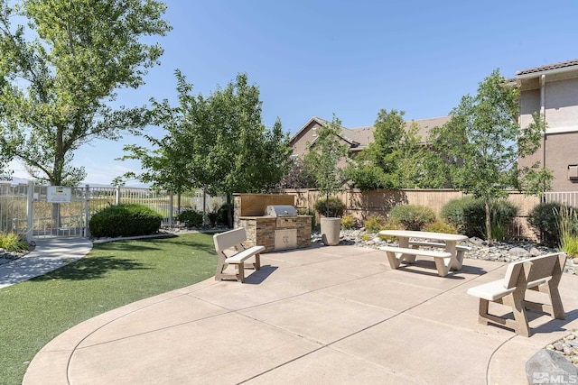 view of patio / terrace featuring exterior kitchen