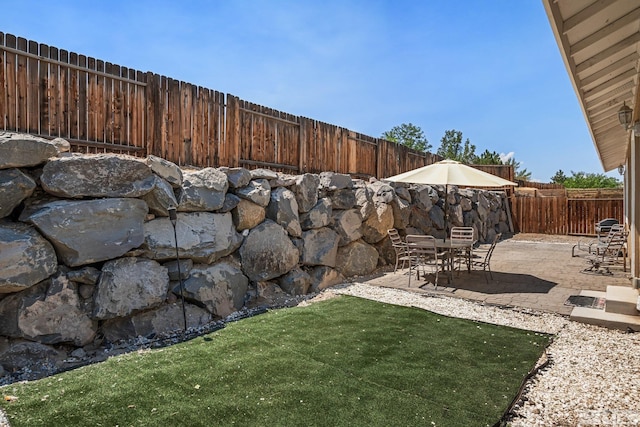 view of yard with a patio area