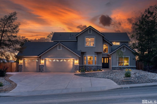 view of front of house featuring a garage