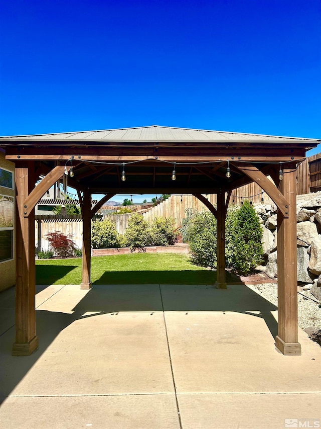 view of patio featuring a gazebo