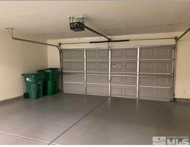 garage with a garage door opener