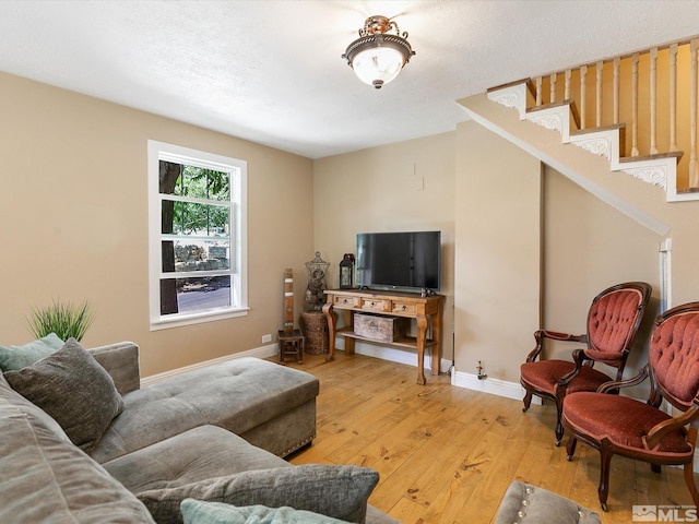 living room with light wood-type flooring