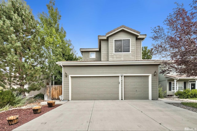 front facade with a garage