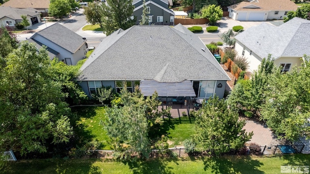 drone / aerial view with a residential view