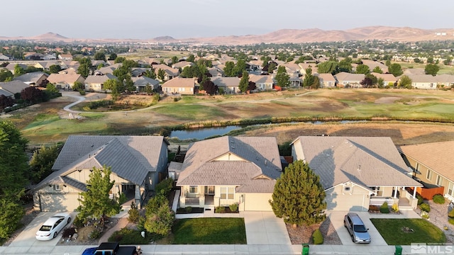 aerial view with a mountain view