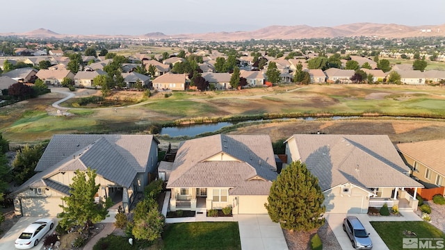 drone / aerial view with a mountain view