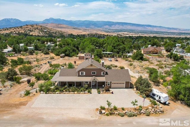 bird's eye view featuring a mountain view