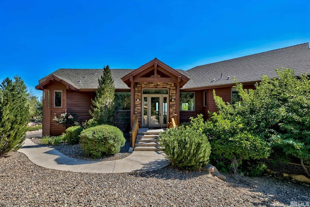 cabin featuring french doors