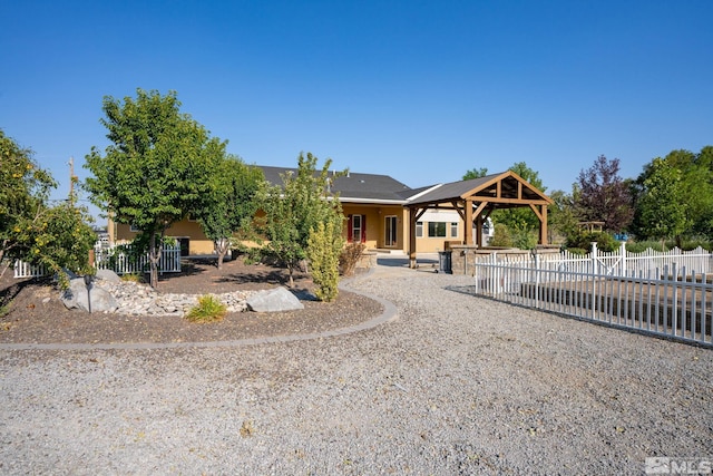 view of front of home featuring a gazebo