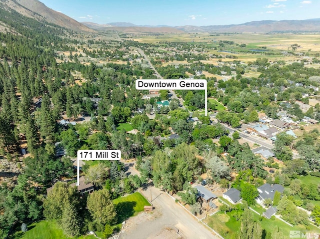 aerial view with a mountain view