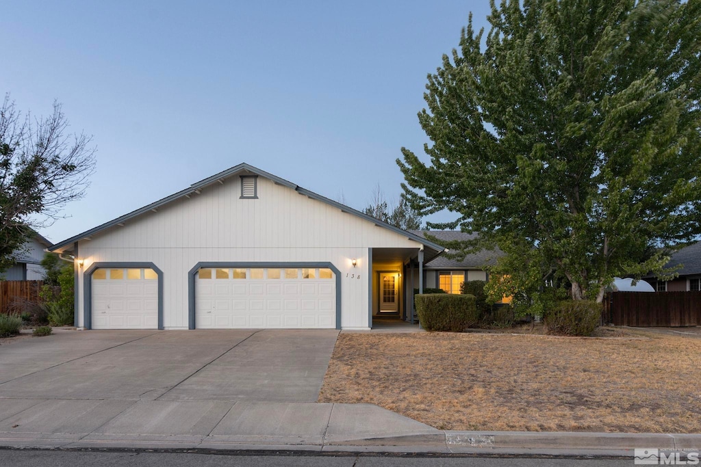 view of front facade with a garage