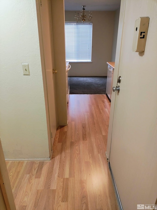 hallway featuring light wood-style flooring