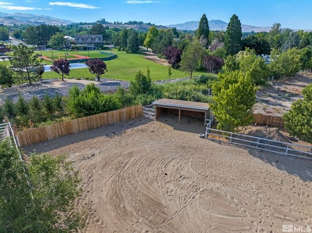 exterior space featuring a mountain view