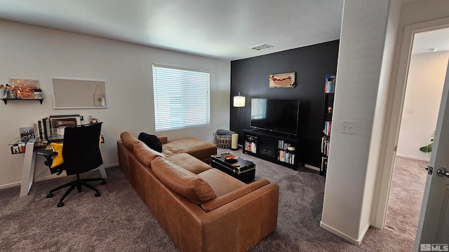 living room featuring carpet floors