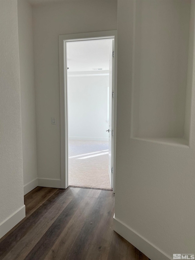 hallway featuring dark wood-type flooring