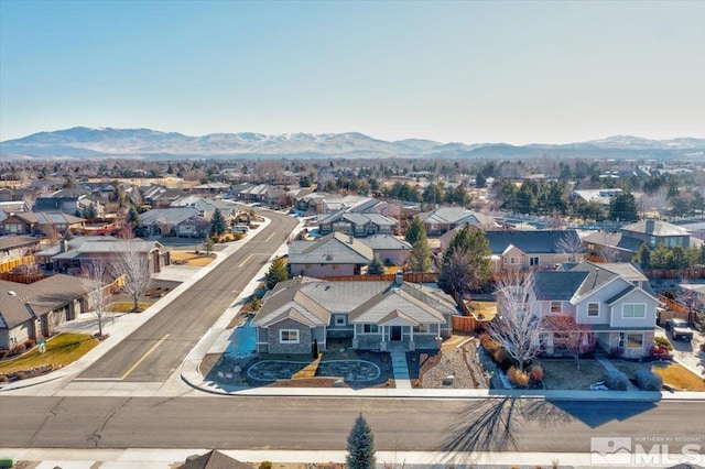 bird's eye view with a mountain view and a residential view