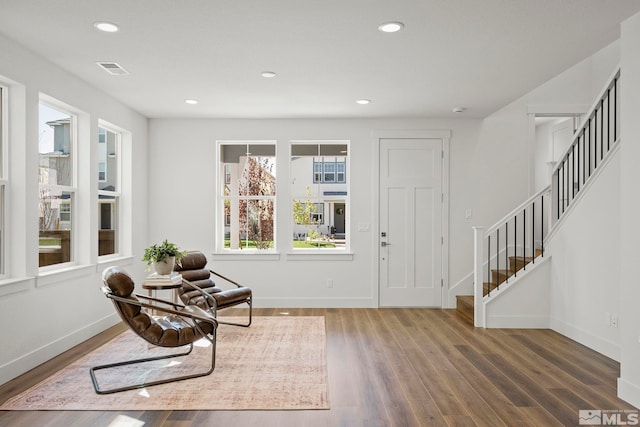 entrance foyer featuring dark wood-type flooring