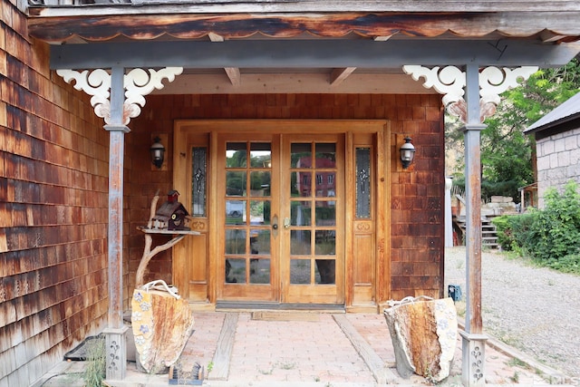 view of exterior entry with french doors